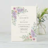 Invitation Mariage Fleur de Mauve Abricot (Debout devant)