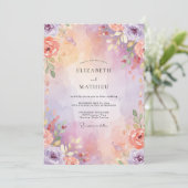 Invitation Mariage Fleur de Mauve Corail (Debout devant)