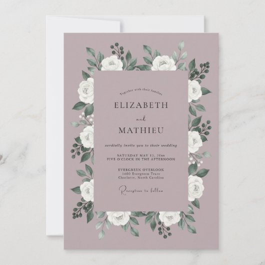 Invitation Mariage Fleur de Mauve en Fleur (Devant)