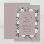 Invitation Mariage Fleur de Mauve en Fleur (Devant / Derrière)