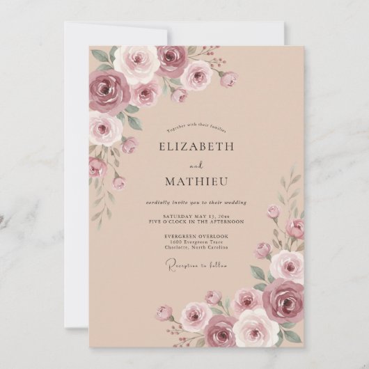 Invitation Mariage Fleur de Mauve en Fleur (Devant)