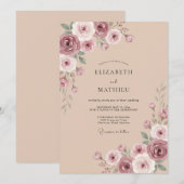 Invitation Mariage Fleur de Mauve en Fleur (Devant / Derrière)