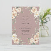 Invitation Mariage Fleur de Mauve Rose (Debout devant)