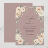 Invitation Mariage Fleur de Mauve Rose (Devant / Derrière)