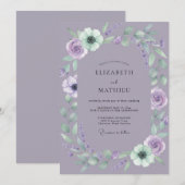 Invitation Mariage Fleur de Menthe Améthyste (Devant / Derrière)