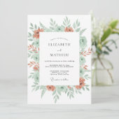 Invitation Mariage Fleur de Menthe Corail (Debout devant)
