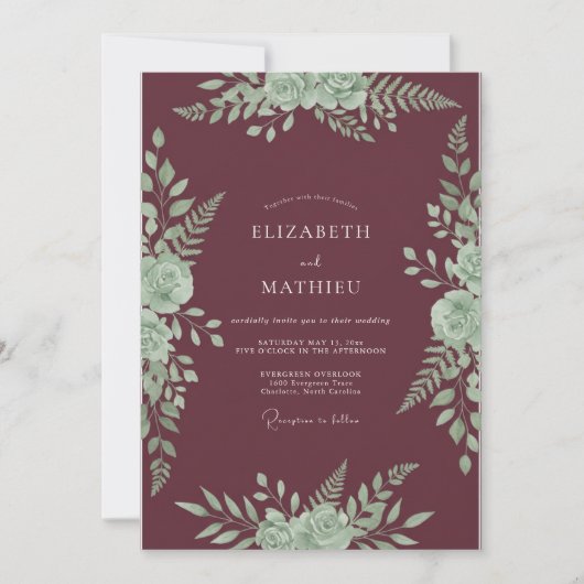 Invitation Mariage Fleur de Menthe de Bourgogne (Devant)