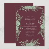 Invitation Mariage Fleur de Menthe de Bourgogne (Devant / Derrière)