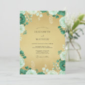 Invitation Mariage Fleur de Menthe Dorée (Debout devant)