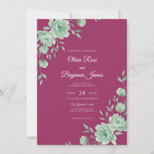 Invitation Mariage Fleur de Menthe Magenta