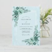 Invitation Mariage Fleur de Menthe Sarcelle (Debout devant)