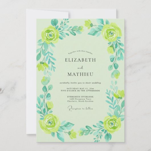 Invitation Mariage Fleur de Mer Citron (Devant)