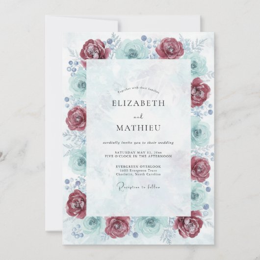 Invitation Mariage Fleur de Mer Écarlate (Devant)