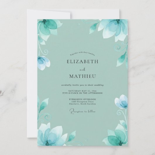 Invitation Mariage Fleur de Mer Mousse (Devant)