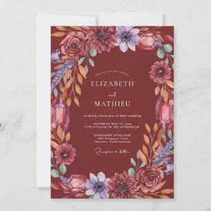 Invitation Mariage Fleur de Merlot Améthyste
