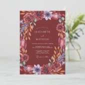 Invitation Mariage Fleur de Merlot Améthyste (Debout devant)