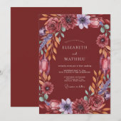 Invitation Mariage Fleur de Merlot Améthyste (Devant / Derrière)