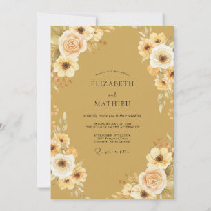 Invitation Mariage Fleur de Miel Ocre
