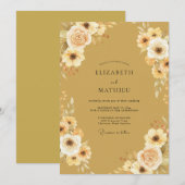 Invitation Mariage Fleur de Miel Ocre (Devant / Derrière)