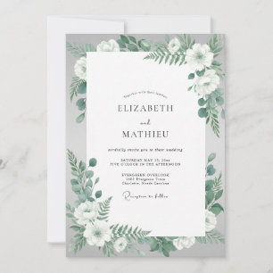 Invitation Mariage Fleur de Mint Blanc