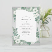 Invitation Mariage Fleur de Mint Blanc (Debout devant)