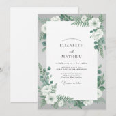 Invitation Mariage Fleur de Mint Blanc (Devant / Derrière)