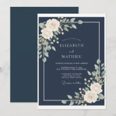 Invitation Mariage Fleur de Minuit Blanc Chaud (Devant / Derrière)