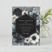Invitation Mariage Fleur de Minuit Bleu Ardoise (Debout devant)