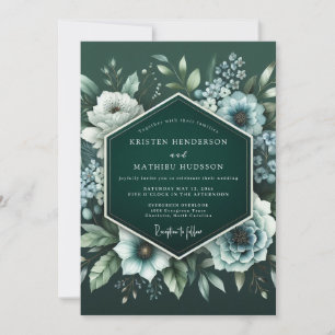 Invitation Mariage Fleur de Minuit Émeraude