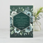 Invitation Mariage Fleur de Minuit Émeraude (Debout devant)