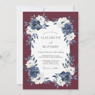 Invitation Mariage Fleur de Minuit Eucalyptus Vin