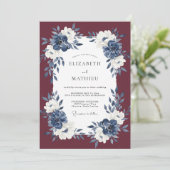 Invitation Mariage Fleur de Minuit Eucalyptus Vin (Debout devant)