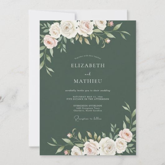 Invitation Mariage Fleur de Moss Ivory (Devant)