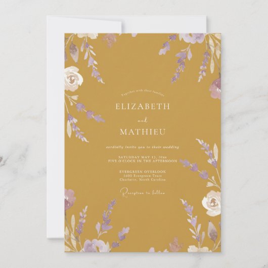 Invitation Mariage Fleur de Moutarde Améthyste (Devant)