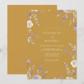Invitation Mariage Fleur de Moutarde Améthyste (Devant / Derrière)