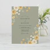 Invitation Mariage Fleur de Moutarde Sage (Debout devant)