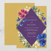 Invitation Mariage Fleur de Moutarde Violette (Devant / Derrière)