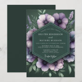 Invitation Mariage Fleur de Nuit Émeraude (Devant / Derrière)
