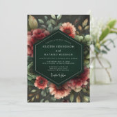 Invitation Mariage Fleur de Nuit Émeraude (Debout devant)