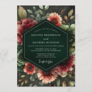 Invitation Mariage Fleur de Nuit Émeraude