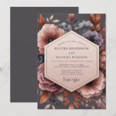 Invitation Mariage Fleur de Nuit Mauve (Devant / Derrière)