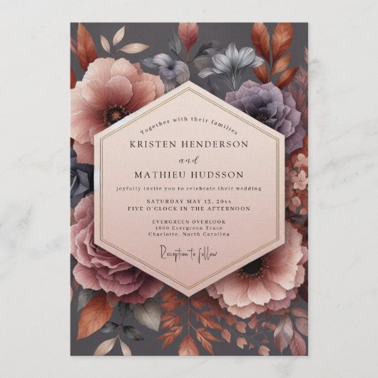 Invitation Mariage Fleur de Nuit Mauve (Devant)
