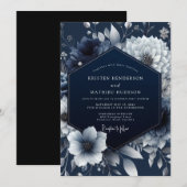Invitation Mariage Fleur de Nuit Navale (Devant / Derrière)