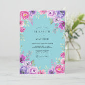 Invitation Mariage Fleur de Orchidée Cyan (Debout devant)