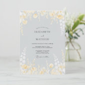 Invitation Mariage Fleur de Pâle Or Argenté (Debout devant)