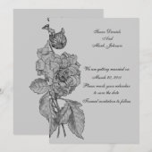 Invitation Mariage Fleur de Paon Gris Argenté Enregistrer la  (Devant / Derrière)