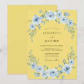 Invitation Mariage Fleur de Pâques Bleu (Devant / Derrière)