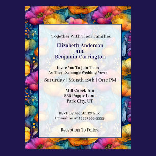 Invitation Mariage Fleur de Pavot Coloré et Vibrant