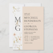 Invitation Mariage Fleur de Peach & Gold en aquarelle délicat (Devant)