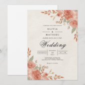 Invitation Mariage Fleur de Pêche (Devant / Derrière)